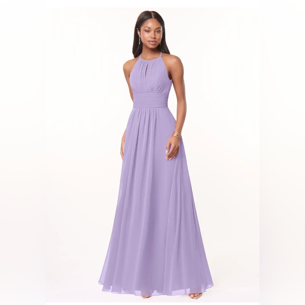 Azazie “Bonnie” Halter Bridesmaid Dress in Lilac Size 14-See measurement pic